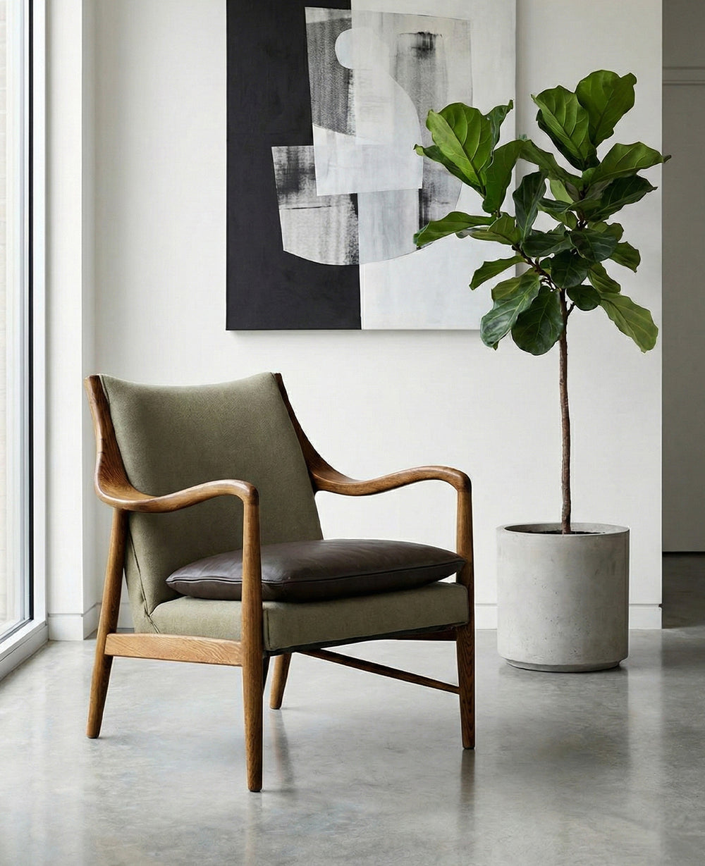 ירוק כורסא MOBUS בשילוב עור