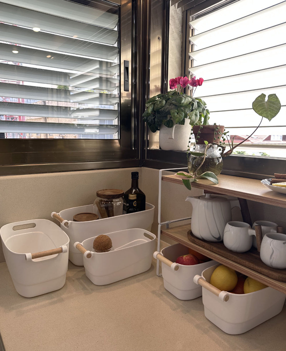 מדף שולחני לבן כפול