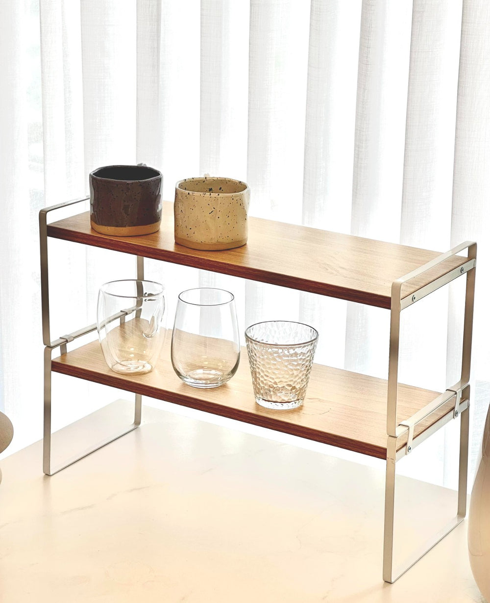 מדף שולחני לבן כפול