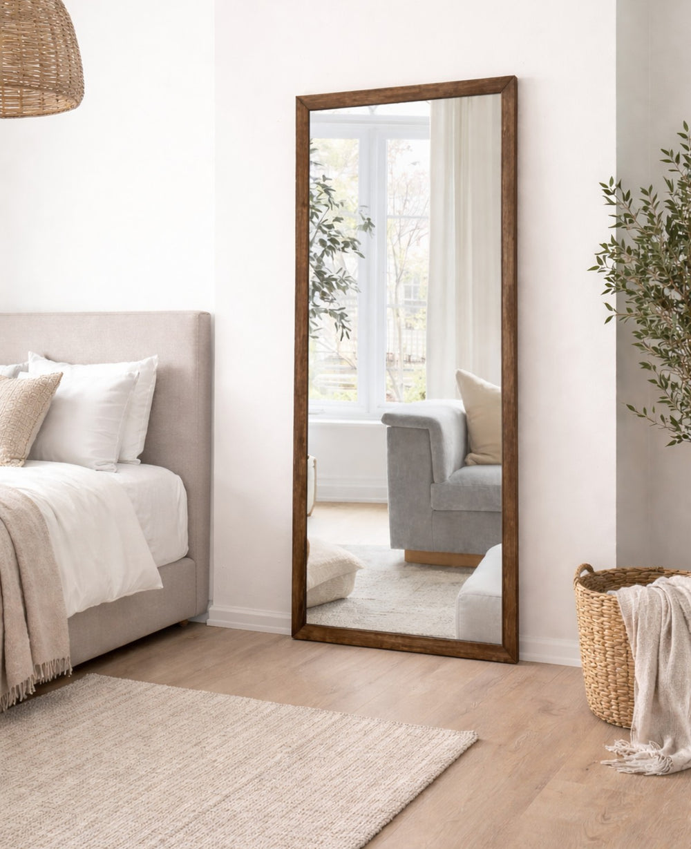 מראת קיר מלבנית עץ מלא