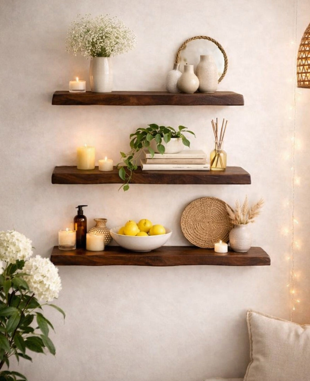 מדף צף מנגו אגוז