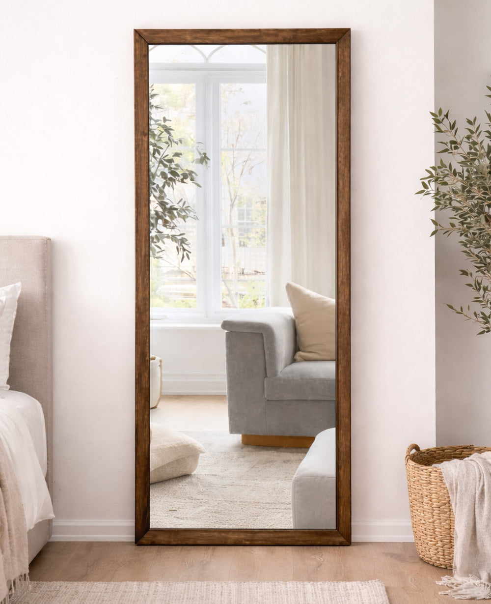 מראת קיר מלבנית עץ מלא