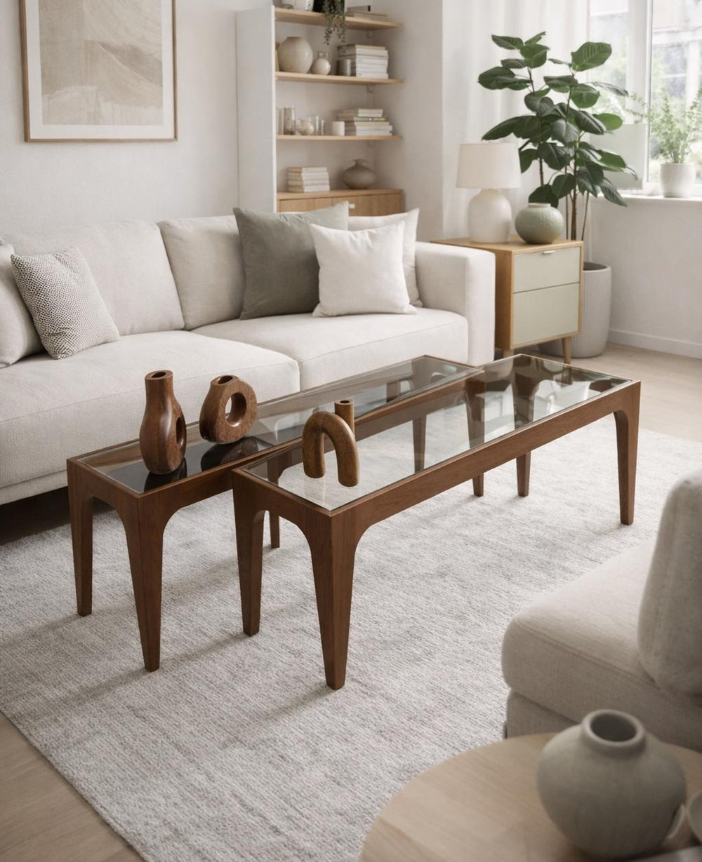 סט שולחנות עץ הודיה