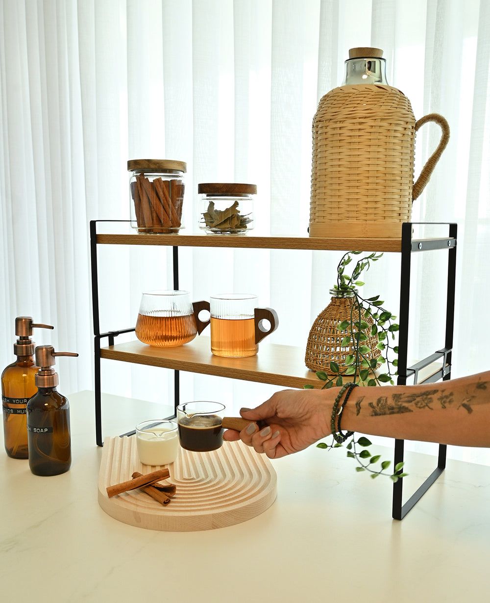 מדף שולחני שחור METAL DOUBLE